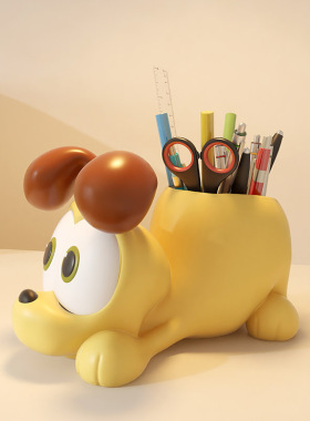 加菲猫周边欧迪卡通学生桌面笔筒收纳盒办公室儿童女孩大容量超大