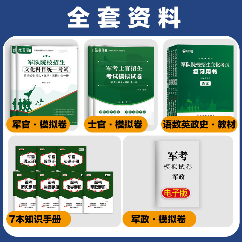 衿雅斋备考2025军考复习资料真题模拟试卷复习书军队院校士官招生文化考试全套六科士官考学教材国防工业出版社军考高中专升本真题