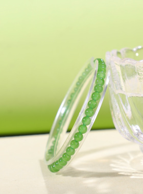 碧玉手链小米珠手链手串苹果绿