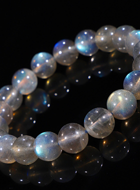 拉长石手链男女款9mm蓝光彩灰