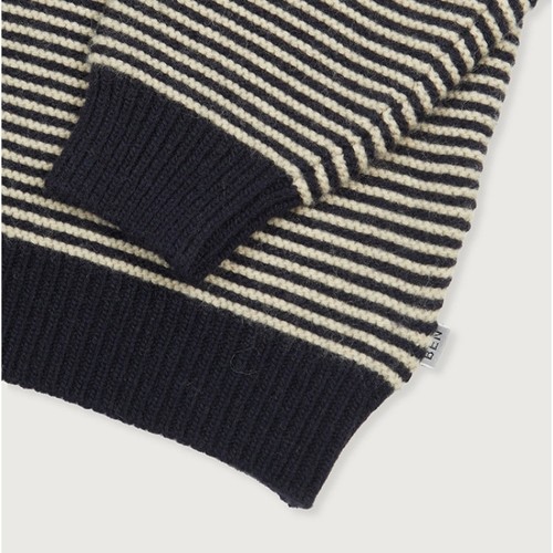 bbeeeenn韩国童装冬季新品儿童加厚条纹针织套头衫男女童毛衣 - 图2