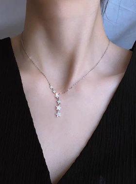 H70 韩版清新镶钻长款项链 时尚五角星气质亮丽百搭项链女 665X