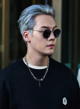 H90新款缠绕黑宝石十字架拼接项链 小众设计嘻哈高级锁骨链488X