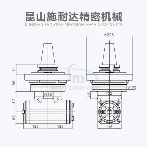 加工中心角度头BT40 双向侧铣头 两头均可装刀适用 双输出角铣头 - 图2