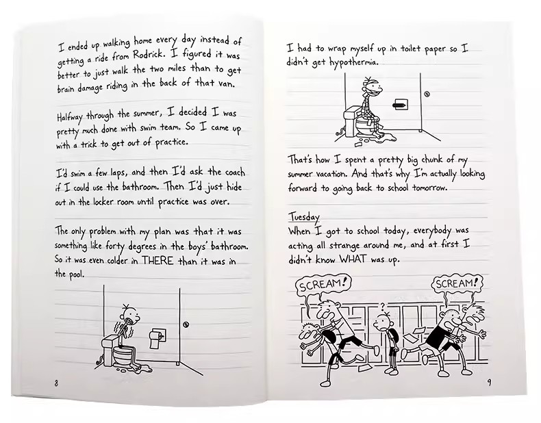 英文原版小屁孩日记Diary Of A Wimpy Kid 1-17册英版英语章节桥梁书Jeff Kinney美国初中小学生课外读物漫画小说 7-12岁中图西安-图1