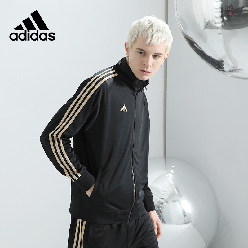 Adidas阿迪达斯外套薄男女情侣旗舰官网经典条纹休闲运动服夹克衫