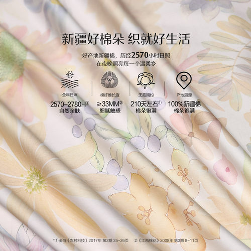 水星家纺四件套60支长绒棉套件轻奢被套床单花卉四件套床上用品 - 图1