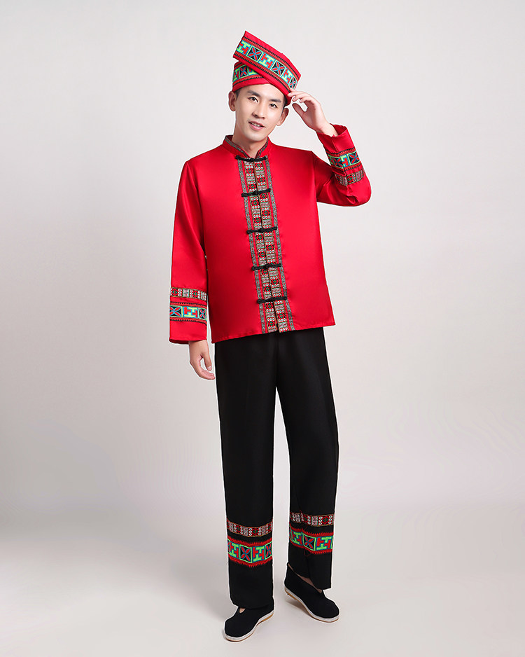 新款畲族少数民族服装男士舞蹈服男生合唱歌舞表演服舞台演出服装