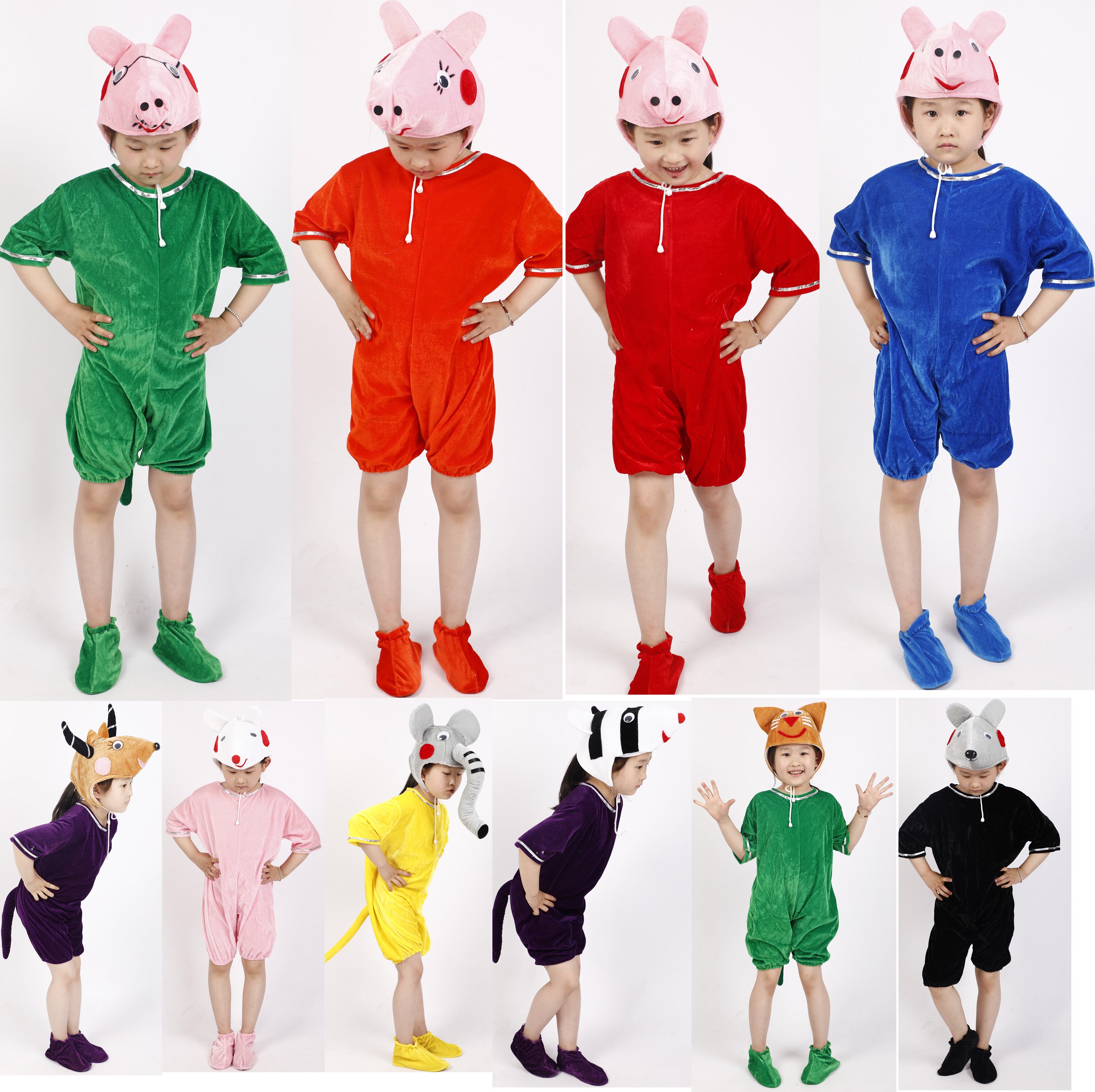 小猪粉猪佩·奇演出服幼儿舞蹈服三只猪话剧儿童卡通动物表演服装
