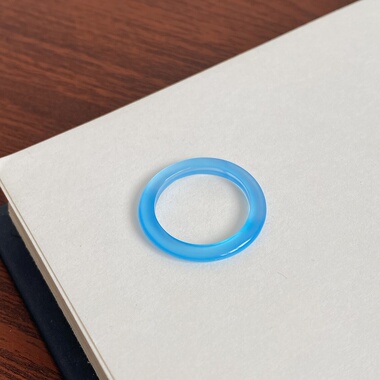 天然海蓝宝戒指素圈蓝宝石指环转运聚财高级感食指戒尾戒