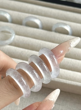 天然白月光戒指 荔枝冻白水晶高冰指环食指戒指高级感