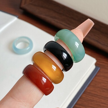 霸气大红戒指扳指男大码玉石戒指大拇指扳指高约8毫米