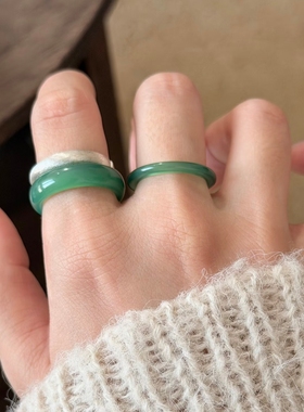 天然绿玛瑙戒指红玉髓轻奢高级感水晶指环素圈2026新款爆款