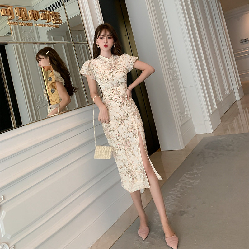 欧洲站2022新款复古日常刺绣连衣裙 ruuhee旗袍