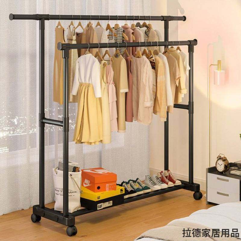 晾衣架落地家用卧室挂衣服室内架杆简易衣帽架折叠移动晒宿舍单凉,淘宝优惠券,粉丝福利购,淘宝优惠卷