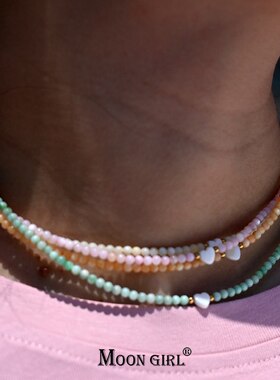 Mother of Pearl Beads Heart Choker Fashion Dyed Natural Shel