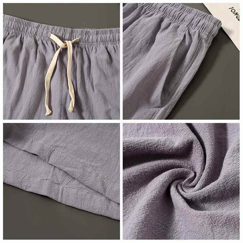 新品 夏季男士短裤全棉裤2025欧美纯色亚麻五分沙滩居家休闲裤可,淘宝优惠券,粉丝福利购,淘宝优惠卷