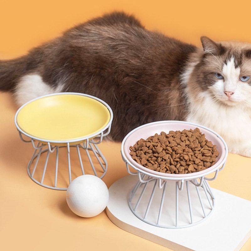 新品 陶瓷猫碗宠物碗猫食碗饭碗猫盘罐头盘零食盘高脚护颈支架,淘宝优惠券,粉丝福利购,淘宝优惠卷