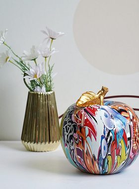 创意水转印涂鸦仿真苹果摆件场景装饰客厅玄关轻奢电视柜家居水果