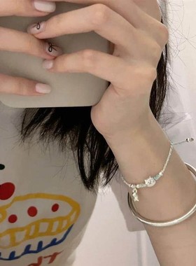 纯银鱼信徒编织s925纯银小红书猫咪小鱼手链小众高级感设计礼物