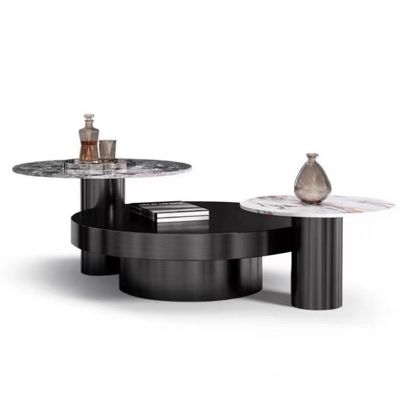 极简意式岩板大小茶几组合圆形轻奢客厅现代简约不锈钢设计师茶桌,淘宝优惠券,粉丝福利购,淘宝优惠卷