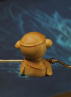 神话人物猪八戒黄杨木雕车摆件生肖猪手把件木质雕刻财猪文玩茶宠