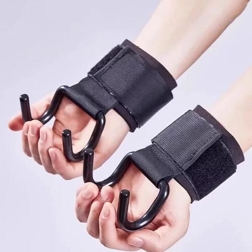 ZZ-2PCS Weight Lifting Hook Grips With Wrist Wraps Hand-Bar - 图1
