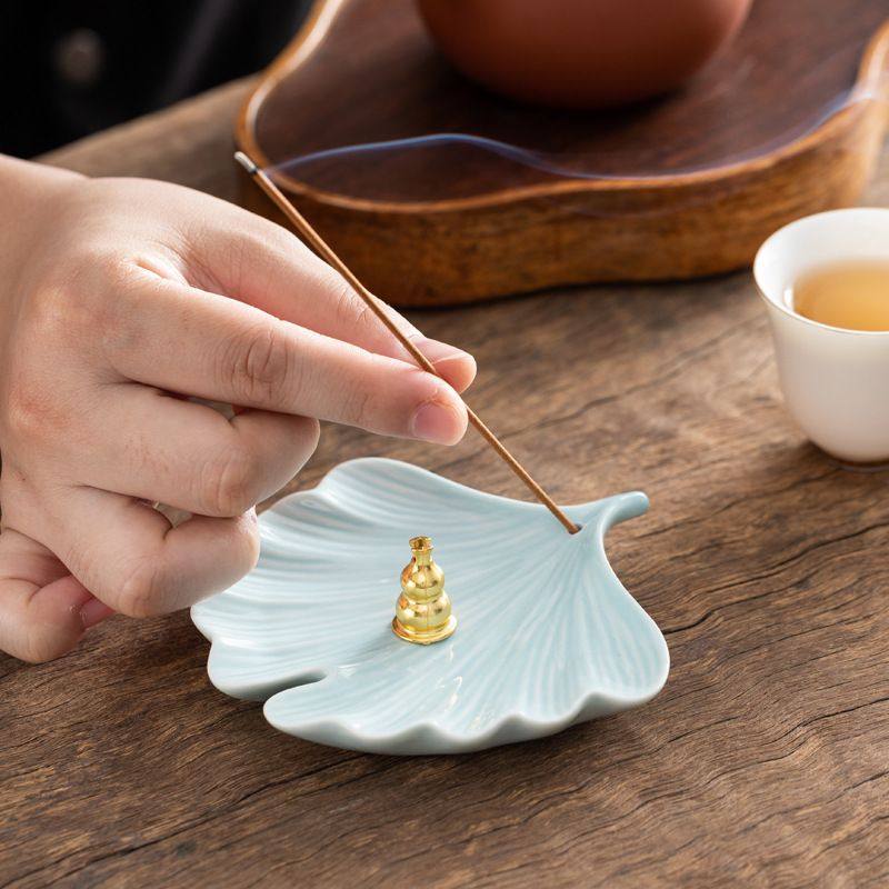 创意陶瓷盘香灰收集线香插叶片小资仿古插工具香炉香薰多用香盘,淘宝优惠券,粉丝福利购,淘宝优惠卷