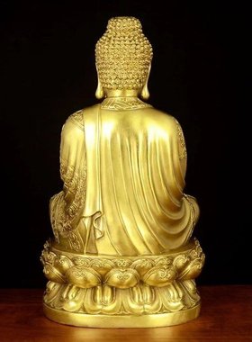 黄铜释迦牟尼佛像摆件铜像阿弥陀佛大日如来佛祖释迦摩尼摆设一套