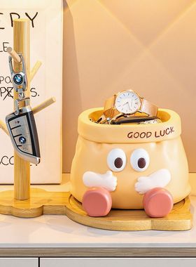 新款创意仿纸袋入户放摆件收纳钥匙奶油装饰品ins树脂风家居摆件