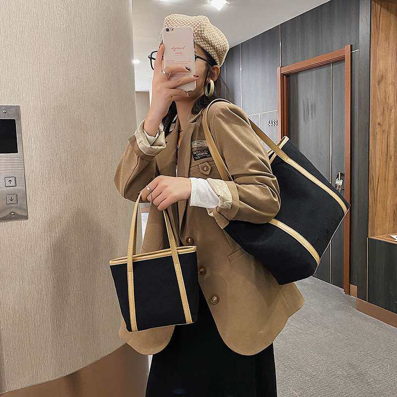 新品 大容量女包2020新款韩版简约帆布手提包包单肩女时尚购物袋,淘宝优惠券,粉丝福利购,淘宝优惠卷