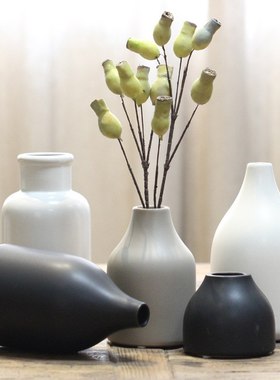 日式简约黑白色陶瓷干客厅摆件花瓶家居器花花装饰品插花创意餐桌