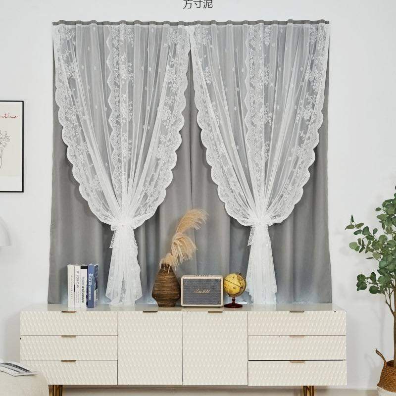 遮光窗帘蕾丝双层纱帘遮阳魔术小出租屋批发法式贴清新窗飘ins厂,淘宝优惠券,粉丝福利购,淘宝优惠卷