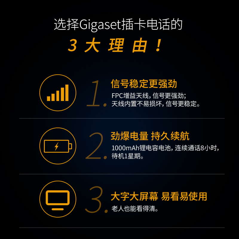 Gigaset/集怡嘉G500无线座机4G全网通家用移动电信联通插卡电话机 - 图2