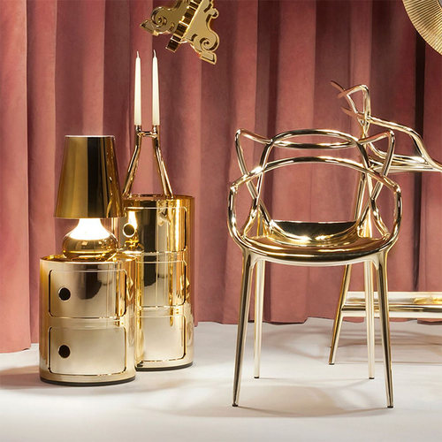 Kartell现代简约储物柜卧室斗柜床头柜子多色COMPONIBILI金属色 - 图2