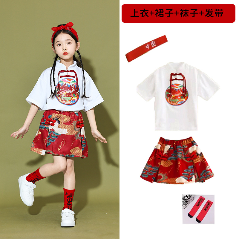 新中式六一儿童演出服国风男女童夏季汉服套装合唱班服幼儿园舞蹈-图3