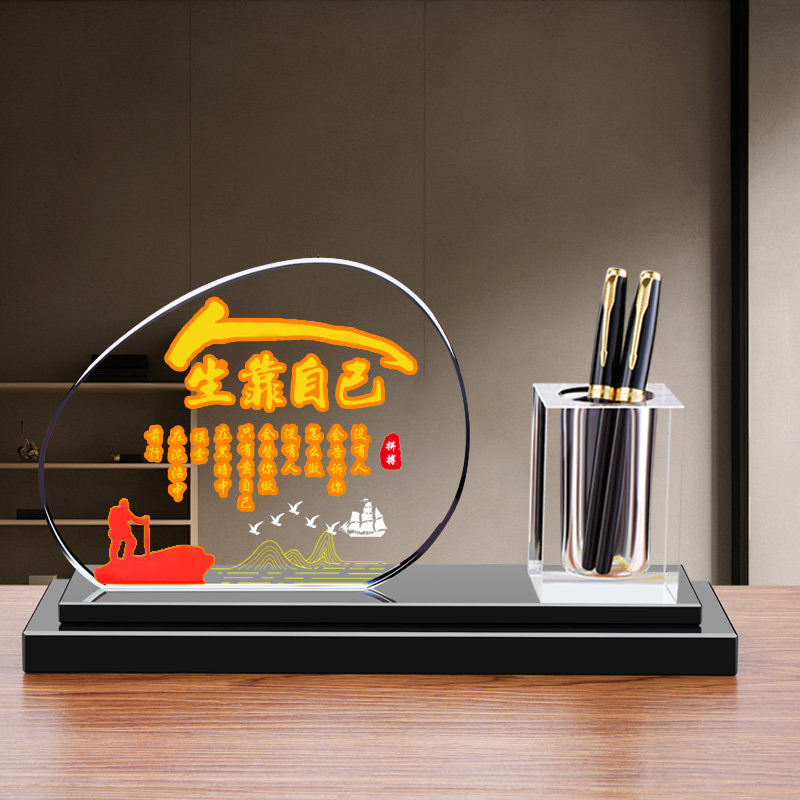水晶笔筒摆件家居客厅房间轻奢高档老师同学生意人老板乔迁新居,淘宝优惠券,粉丝福利购,淘宝优惠卷