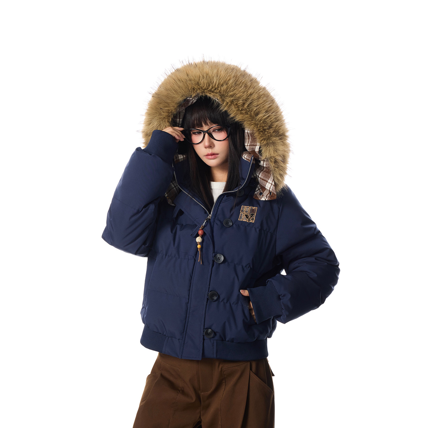 SREK冬季新款美式百搭复古毛领连帽棉服女短款加厚保暖棉衣外套,淘宝优惠券,粉丝福利购,淘宝优惠卷