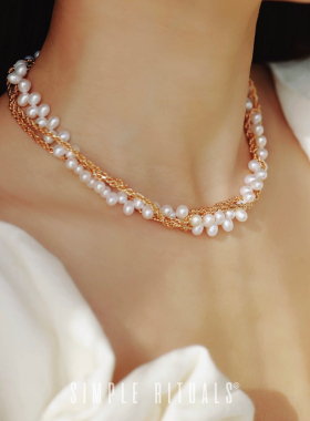 Simple Rituals吴宣仪同款意大利小众手工缠绕天然珍珠双层手链