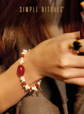SimpleRituals意大利威尼斯琉璃新款红色手链圣诞女友礼物美拉德