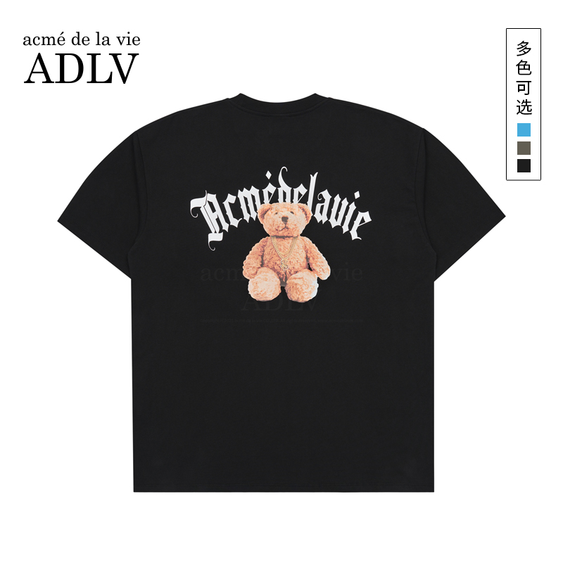 ADLV韩国潮牌金链子小熊娃娃短袖