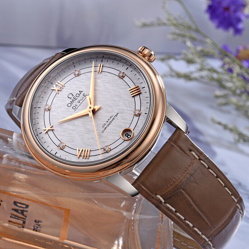 瑞士欧米茄碟飞镶钻机械皮带女表 恒源顺海外瑞士腕表