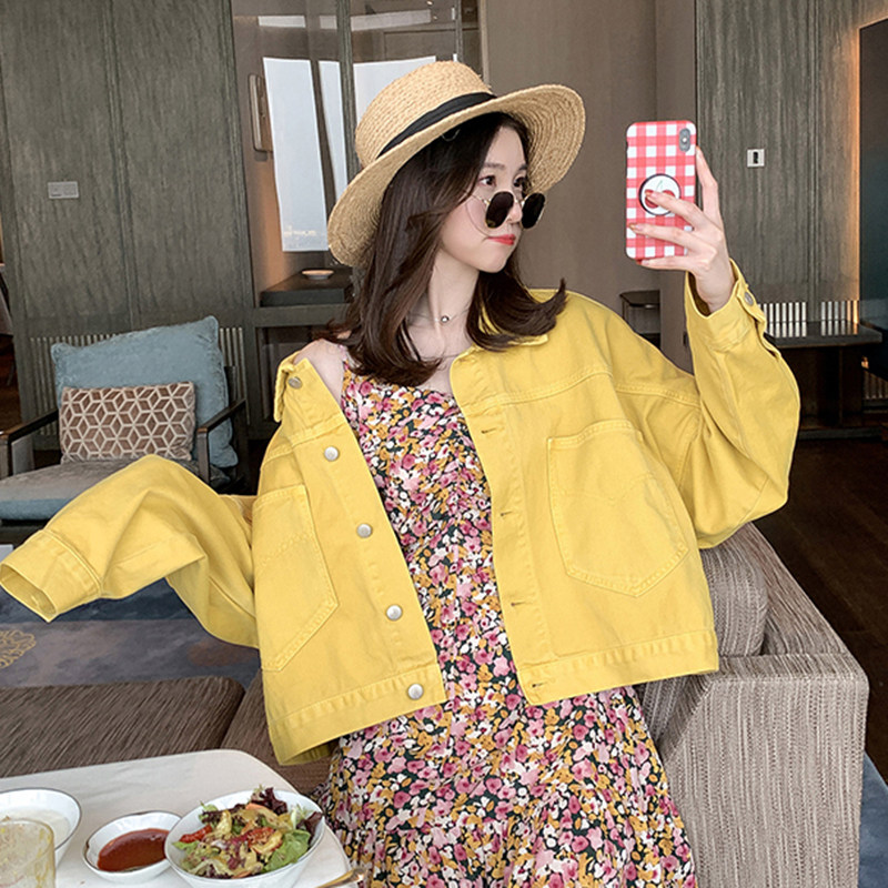 2020秋季新款紫色牛仔短款宽松夹克 翠爵服饰短外套