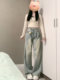 American style light color wide leg jeans for women spring and autumn new style