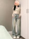 American style light color wide leg jeans for women spring and autumn new style