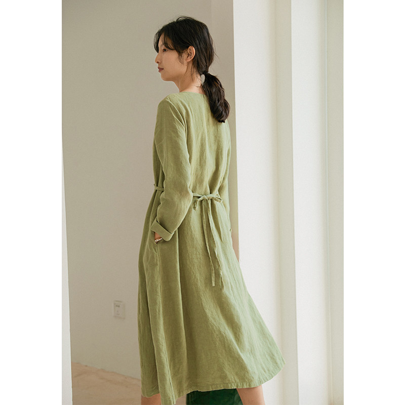 可然朴简若淑/全亚麻双层连衣裙 可然朴简服饰连衣裙