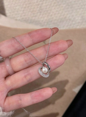 如意锁珍珠项链锁骨链百搭精致