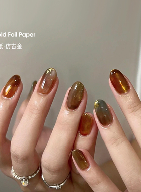 美甲金银箔纸指甲装饰彩色花