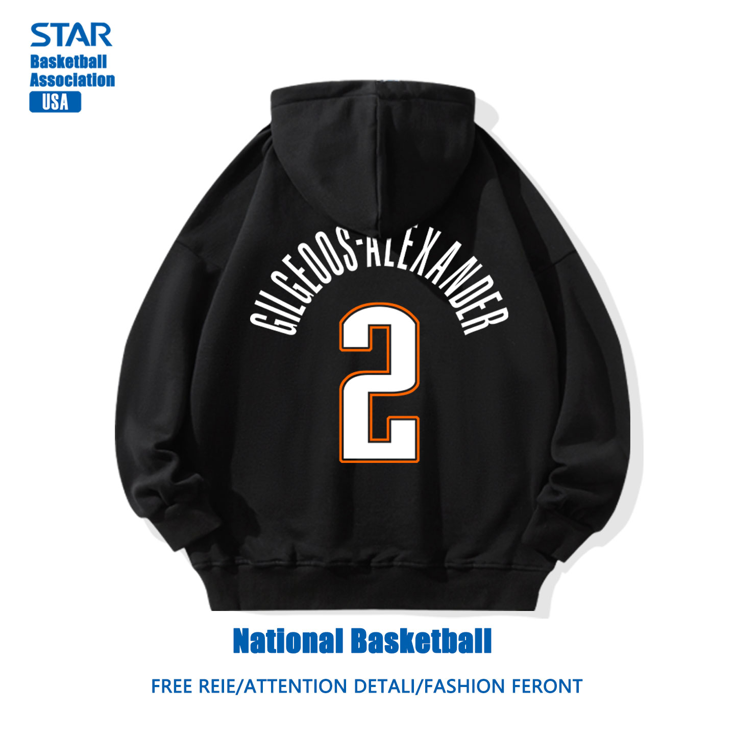 雷霆队SGA亚历山大2号篮球球衣连帽卫衣男宽青少年松秋冬训练外套 - 图3