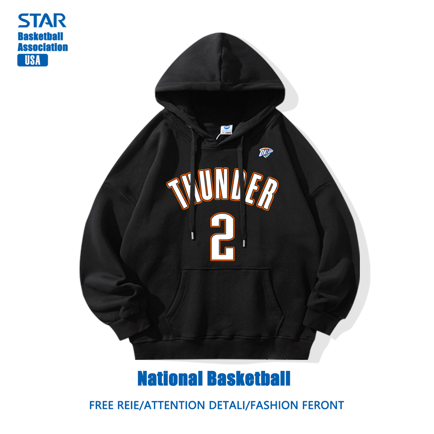 雷霆队SGA亚历山大2号篮球球衣连帽卫衣男宽青少年松秋冬训练外套 - 图1